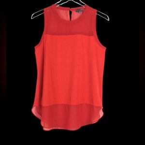 Vince Camuto Bright Coral Long Semi Sheer Tank Top Sz S Excellent condition!